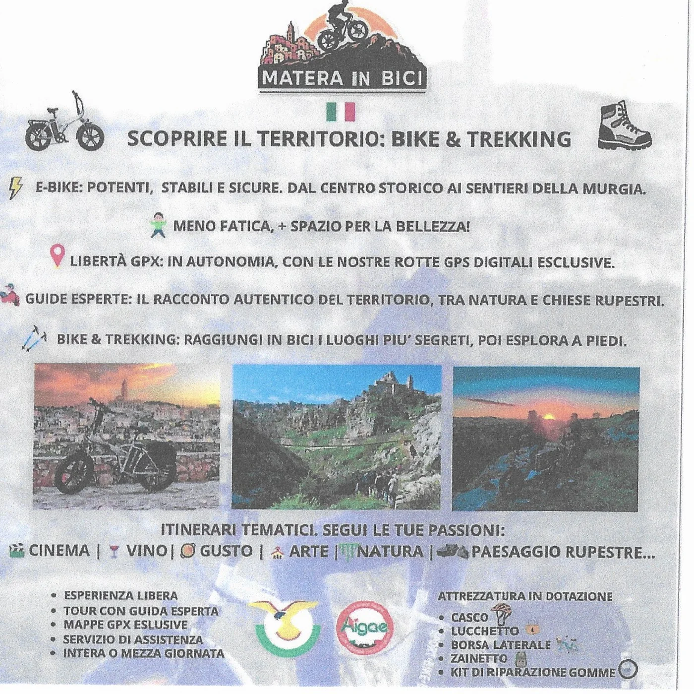 Locandina Matera in Bici — tour in e-bike e trekking nel Parco della Murgia